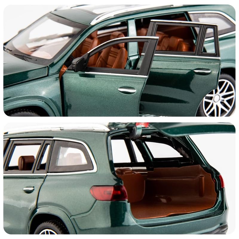 Image of Model 1:24 Mercedes Benz GLS63 AMG Model Alloy Metal Pull Back Die-cast Car Openable Doors with Sound and Light Vehicle Car Toy for Kids - Multicolor