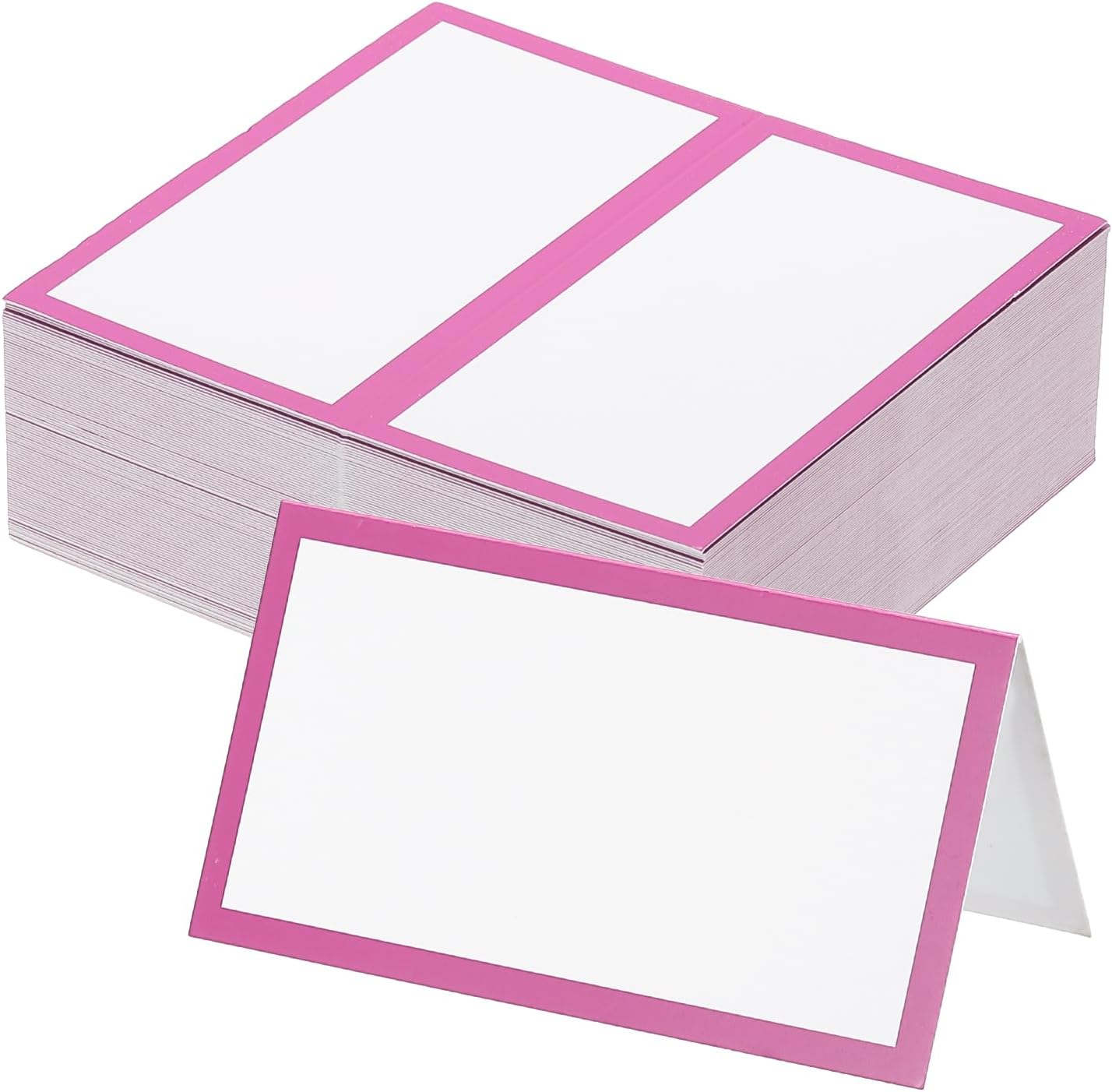 PATIKIL 50Pcs Table Place Cards, 3.5 x 2 Inches Blank Name Place Cards for Table Setting Wedding Reception Buffet, Pink