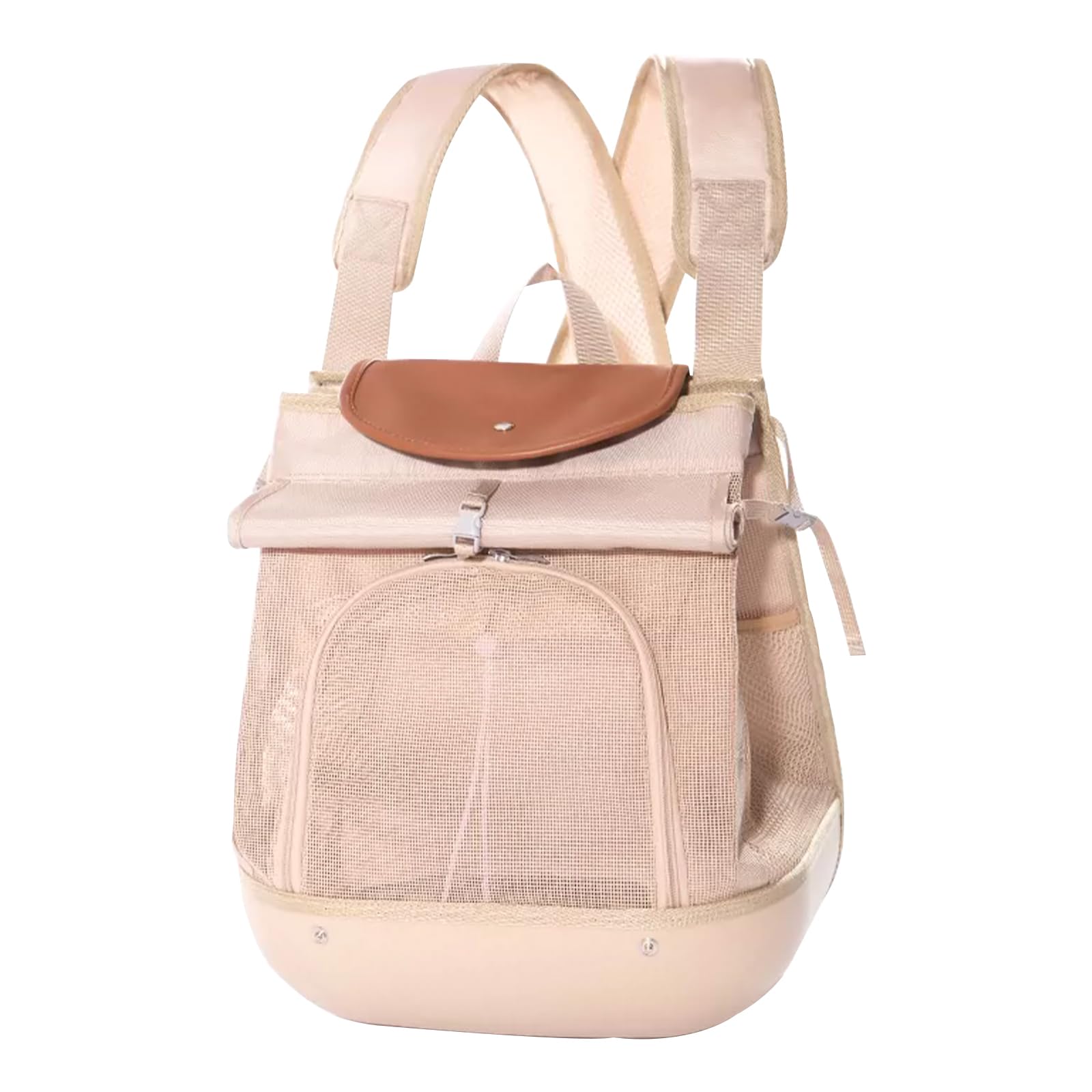 Galatée Zaino Per Animali Domestici, Piccola Borsa Portatile Per Cani e Gatti, Base Robusta e Indeformabile, Design Traspirante Per Evitare l'Accumulo Di Liquidi, Pieghevole (Beige Chiaro)