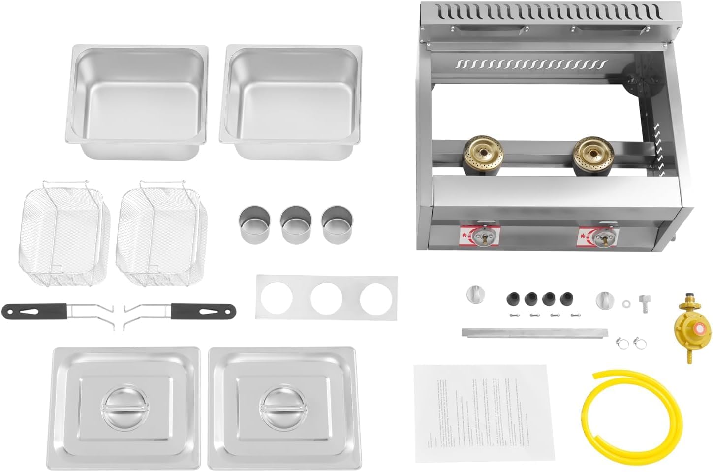 Freidora de Gas Profesional 12L, Doble Tanque de Acero Inoxidable, Control de Temperatura Independiente para Restaurante, Food Truck y Catering | Cocina Comercial de Gran Capacidad