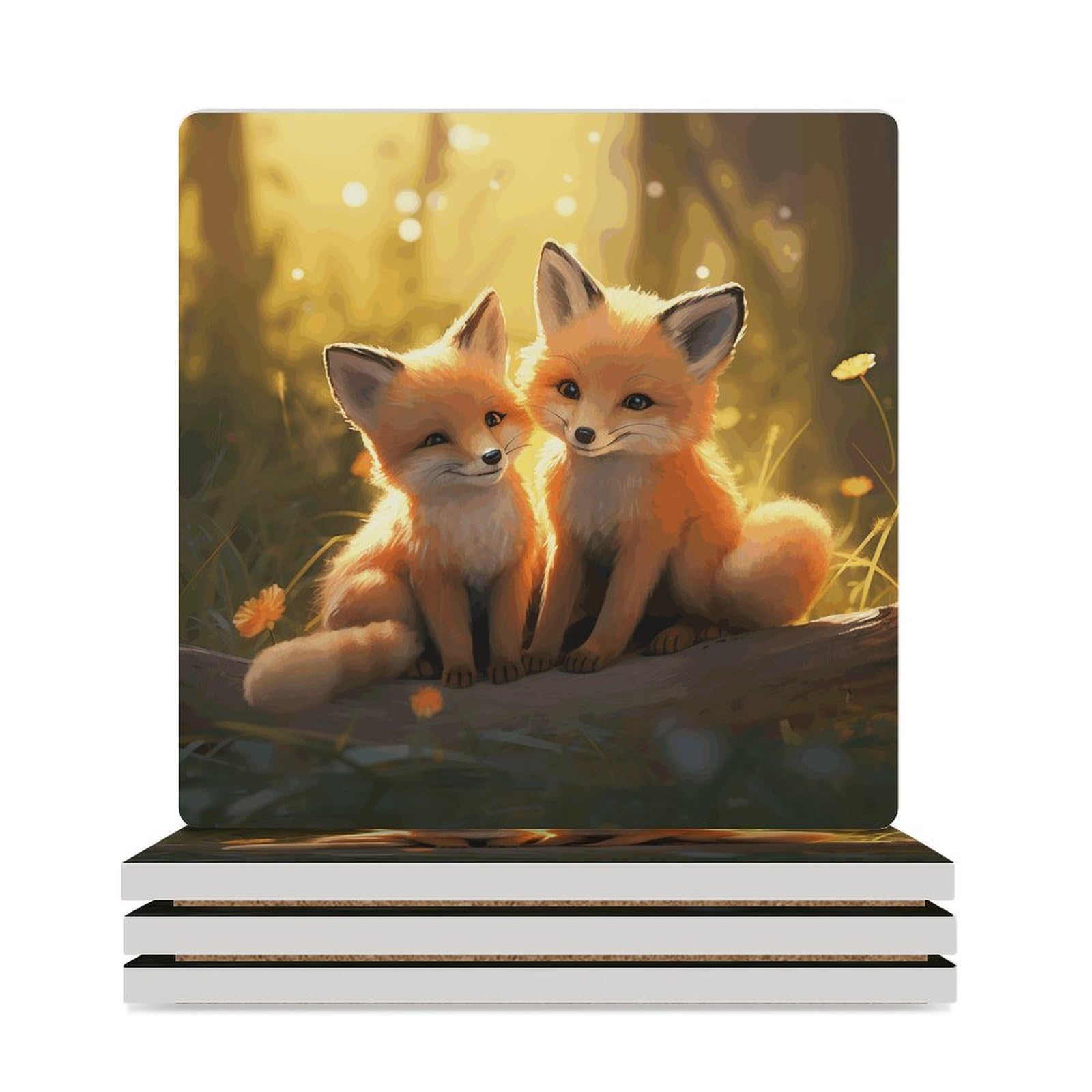Dessous de verre renard en lot de 6 : idée cadeau idéale pour crémaillère et cuisine