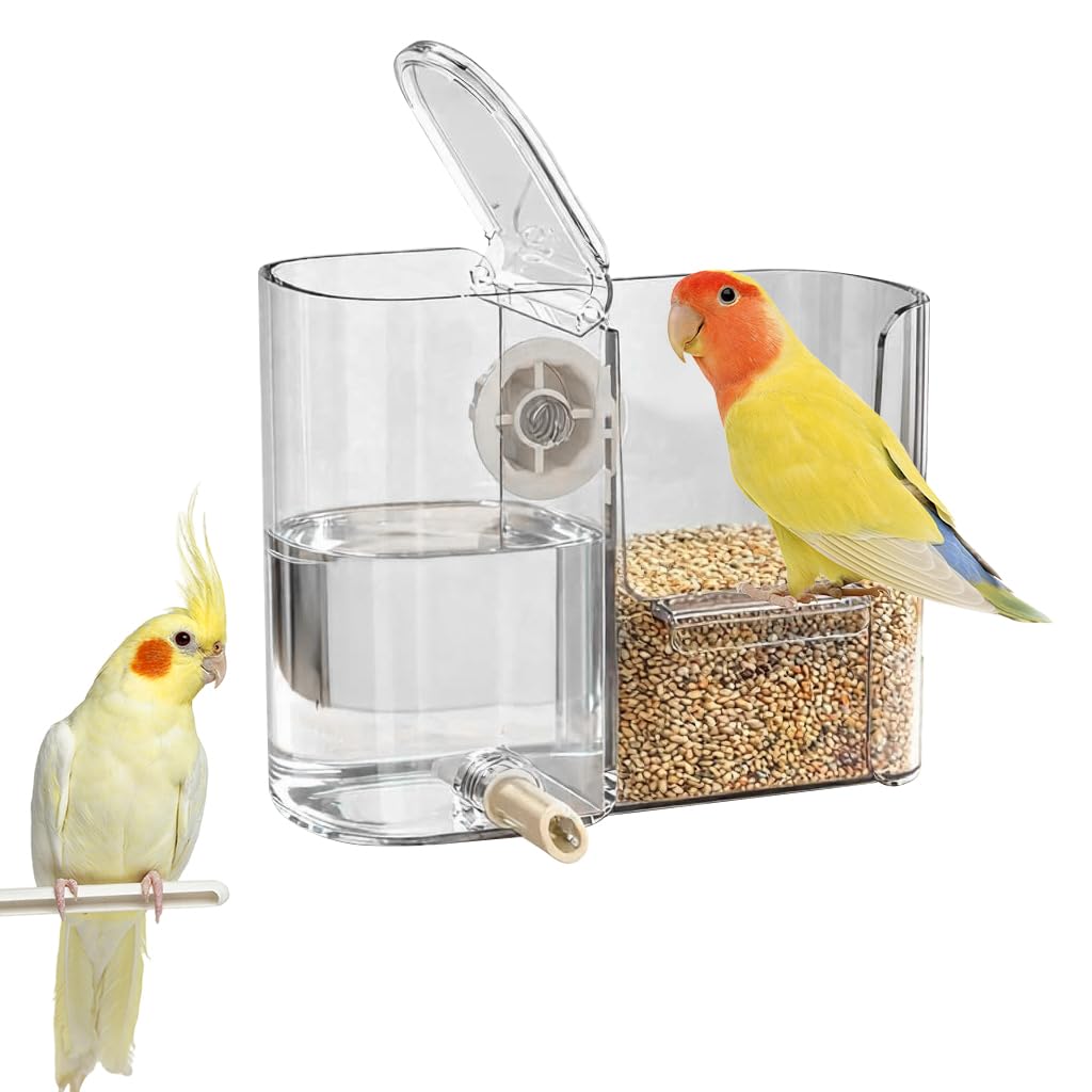 Qpets® 2-in-1 Bird Feeder with 450ml Water Dispenser, Clear Food Grade Hanging Bird Food & Water Feeder for Cage, Automatic Seed & Drinker Container for Parrots, Budgies & Small Birds-image-18