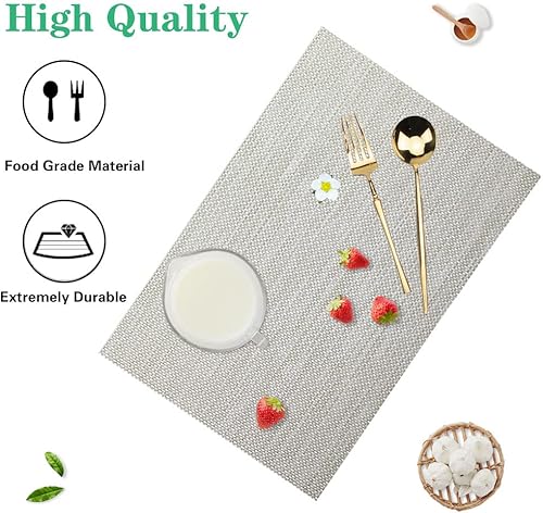 Miniatura 3 de Juego de 6 manteles individuales, manteles individuales resistentes al calor, manteles individuales antideslizantes y lavables, fáciles de limpiar,