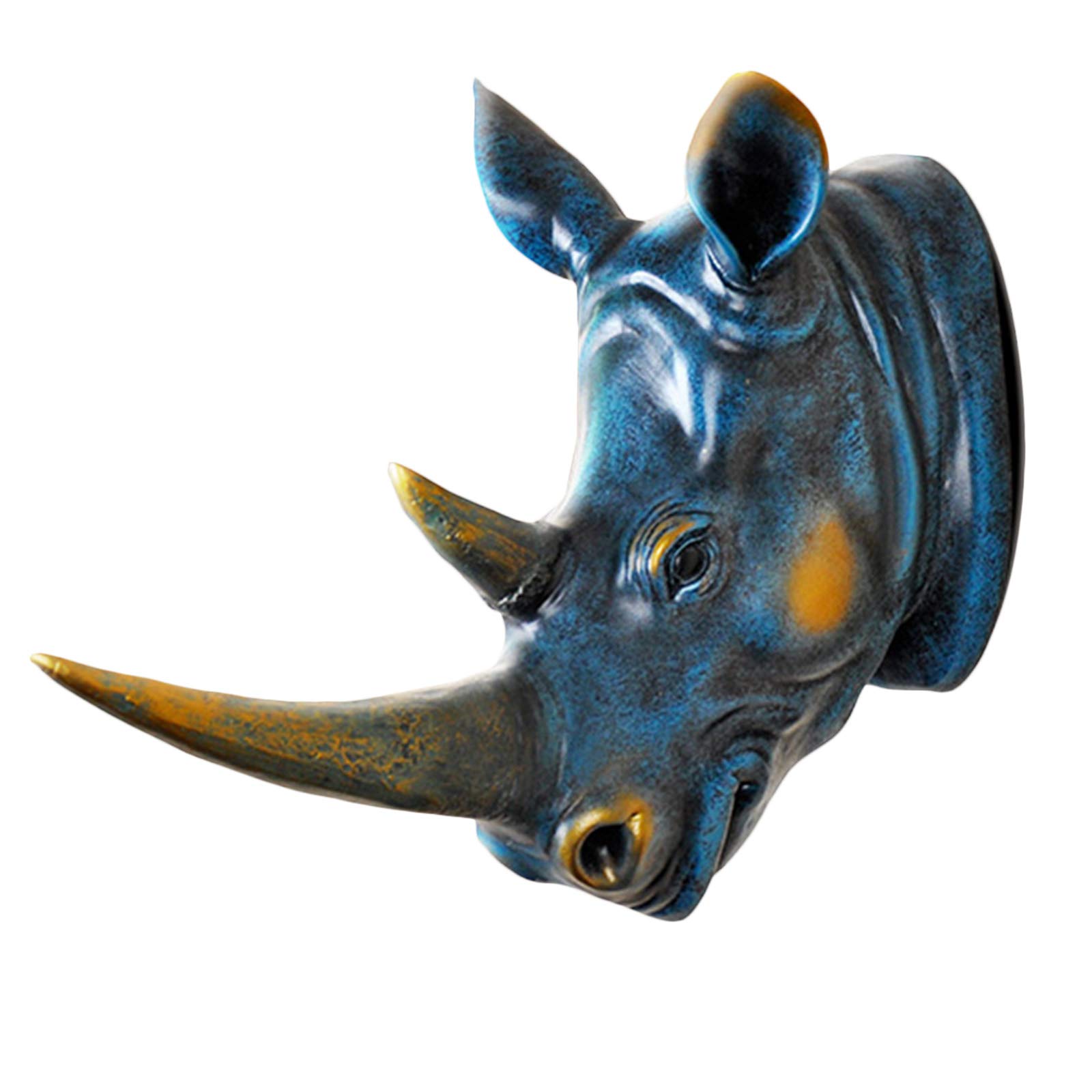 YXCQHZM Rhinoceros Head Wall Mounted Sculpture 3D Craft Rhino Head Faux Taxidermy Wall Hanging Art Ornament (L,SMALL SIZE)