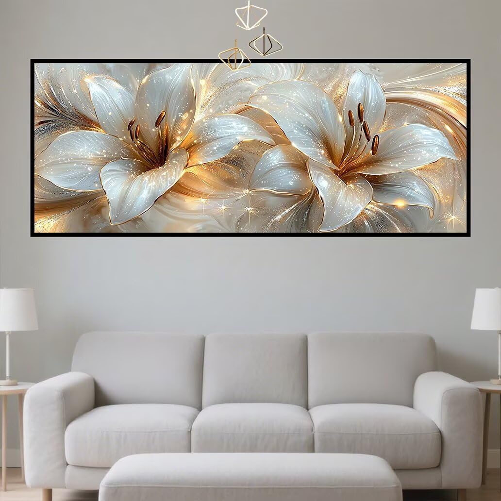 Diamond Painting Kit Completo Fiori Diamond Painting Grandi Dimensioni 150x60cm DIY Pittura Diamante Giglio Passatempo per Adulti, Quadri con Perline Diamantini Crystal Art per Home Decor Regalo C-39