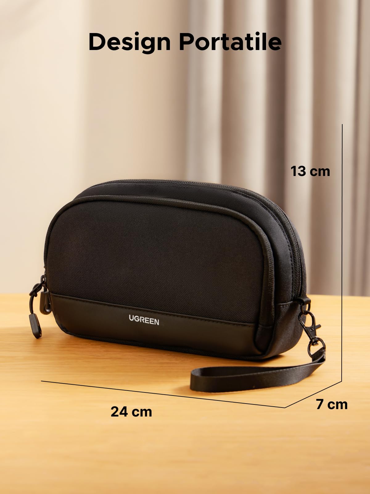 UGREEN Borsa Accessori Elettronici da Viaggio, Organizer Cavi Porta Compatibile with iPad Mini 5 4, Smartphone, Power Bank, Cable, Hard Disk, ECC Standard M Nero