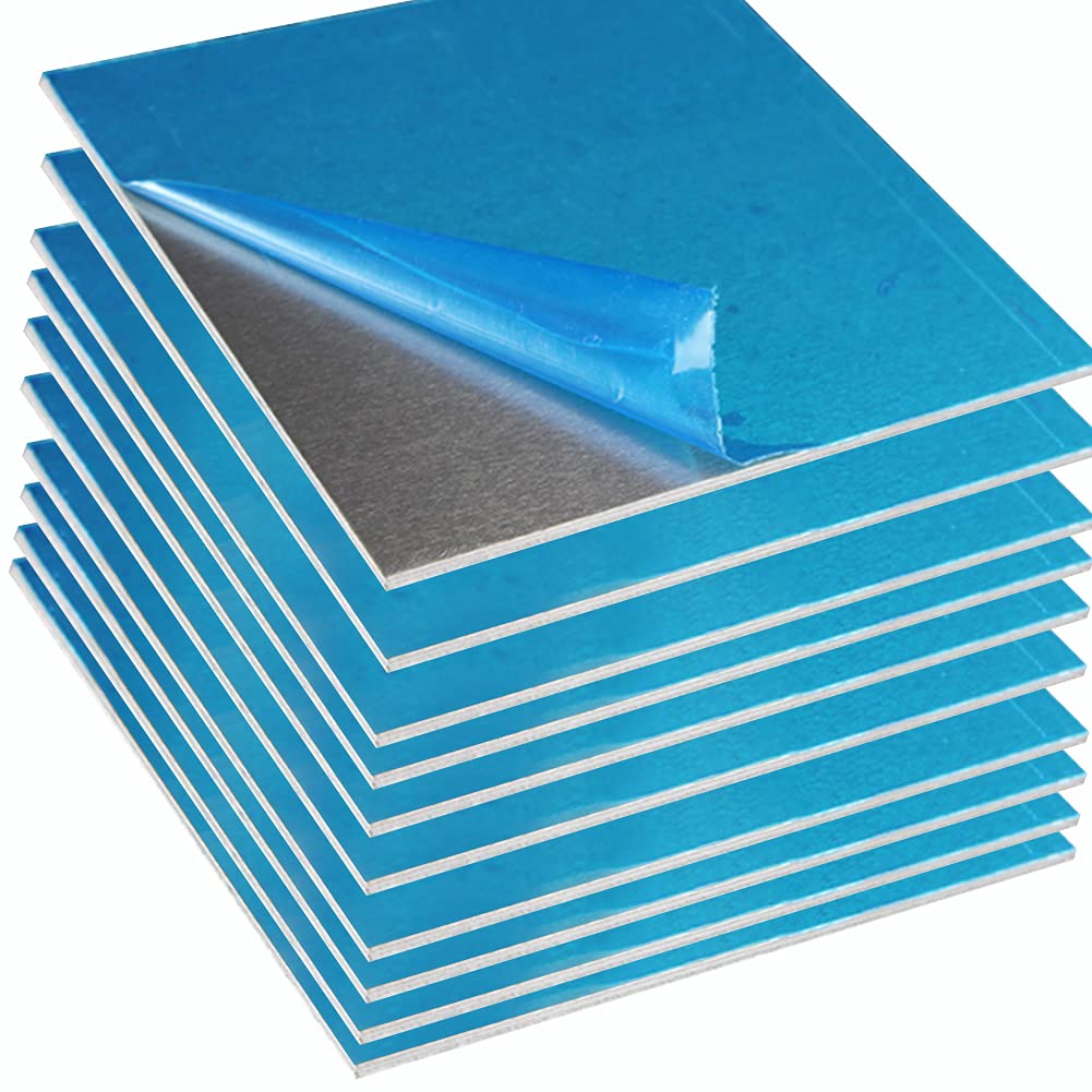 Jonoisax 6061 Extra-Thick Aluminum Plate Metal Plate Covered with Protective Film DIY Construction Tool Supplies,Thickness 2mm.10PCS