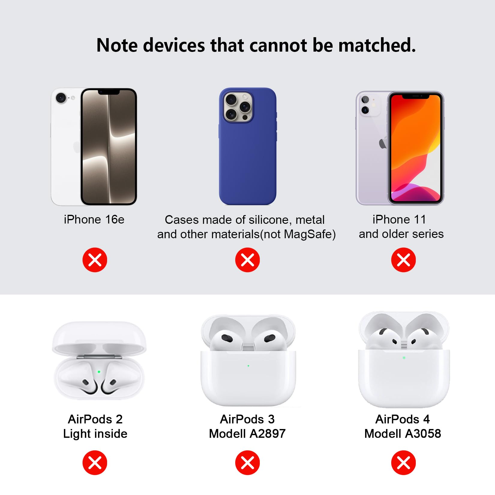 Boaraino Caricabatterie Magnetico Wireless 2 in 1, Stazione di Ricarica Compatibile con iPhoneiPhone 16/16 Pro/16 Pro Max /15/14/13/12, AirPods 2/3/4/Pro