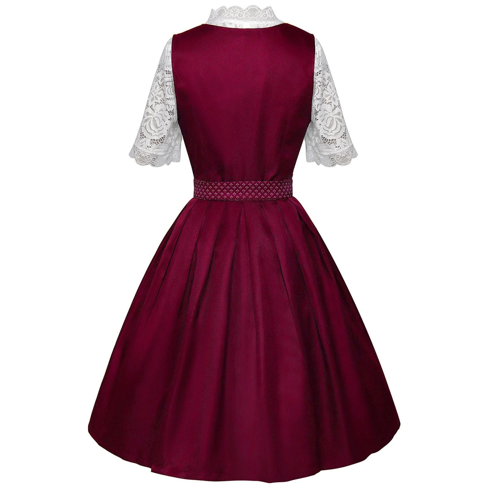 Dirndl Damen Midi Trachtenkleid Elegant Oktoberfest Damen Outfit Trachtenmode Kleid Bayerisches Bierfest Cosplay 2 Teilig Traditionelle Ethnischen Stil Freizeitkleid Partykleid