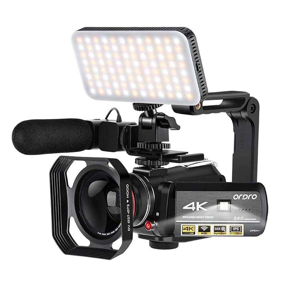 4k Wifi Video Camera with Microphone, 30mp Ir Night Vision Digital Cameras Professional 3.0 Inch Ips Touch Screen Camcorder, 270° Rotatable 16x Digital Zoom