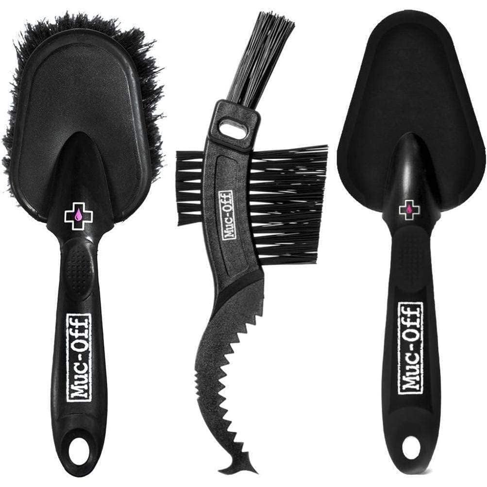 Muc-Off Muc Off 220 3 Piece Premium Brush Kit - Includes 3 Bike Cleaning Brushes with Durable Nylon Bristles and Ergonomic Rubberised Handles to Minimise Impact