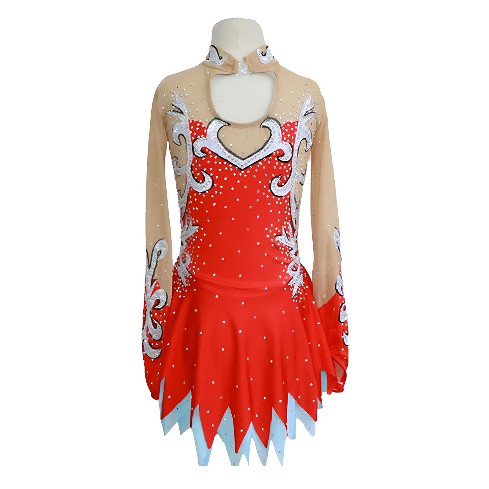 Eiskunstlaufkleid for Mädchen Mit Kristallverzierung, Elastisches Eislauf-Outfit for Damen for Wettkämpfe