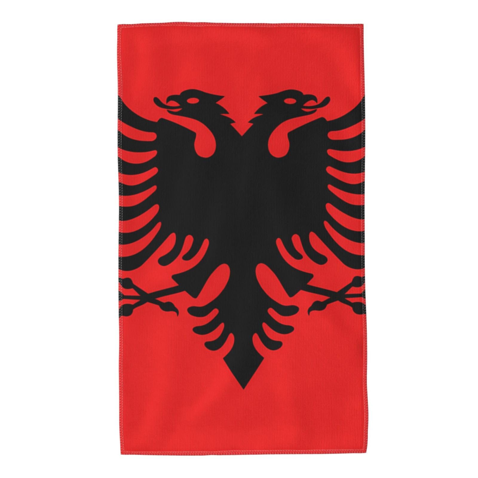 Whjdpp White Albanian Flag Picture Towel Towels 27.5X16in Skin-Friendly Absorbent Fluffy And Soft For Bathroom, Beach, Outdoors