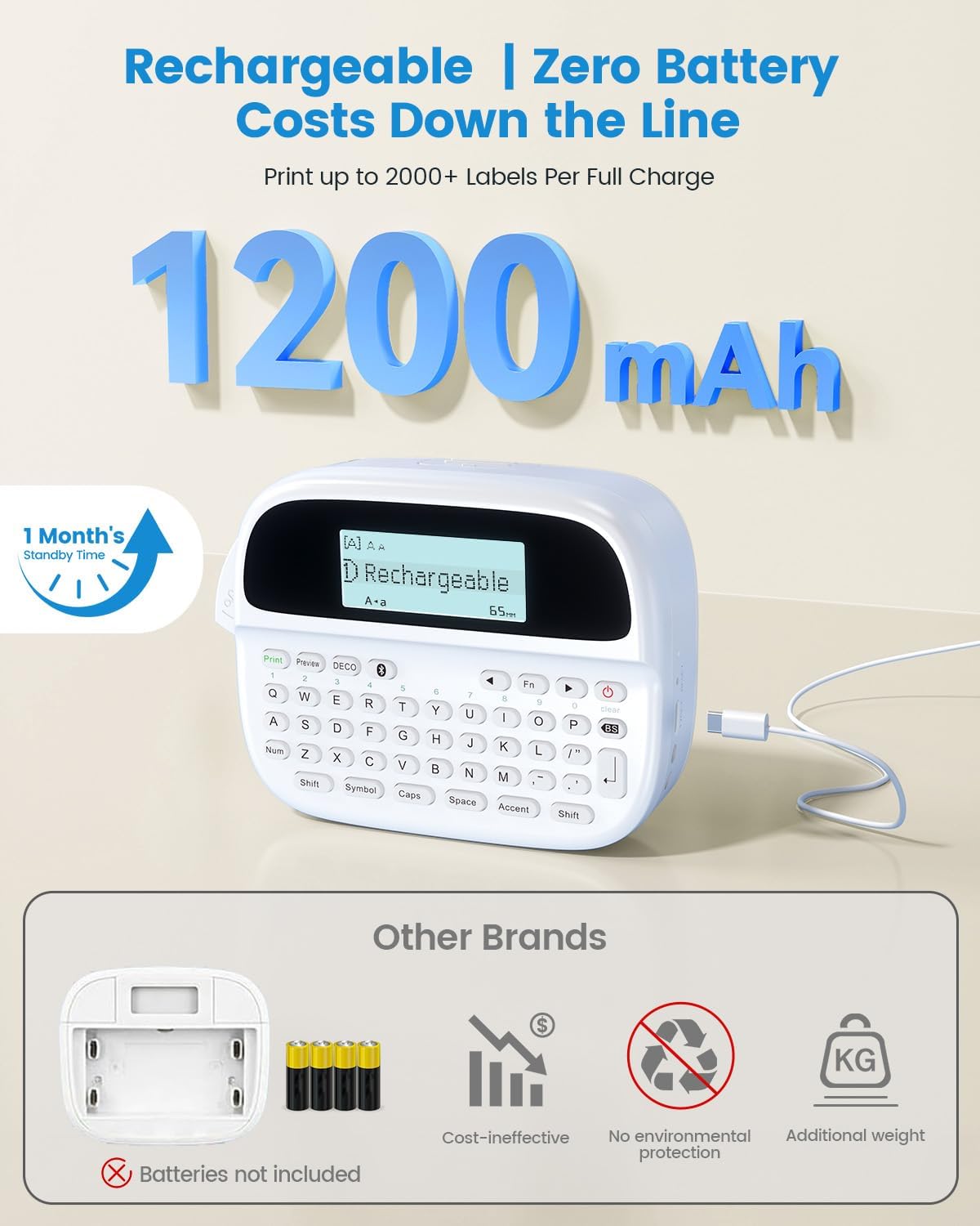 Label Maker Machine with Tape, M950 Bluetooth Waterproof Labeler 5 Tapes
