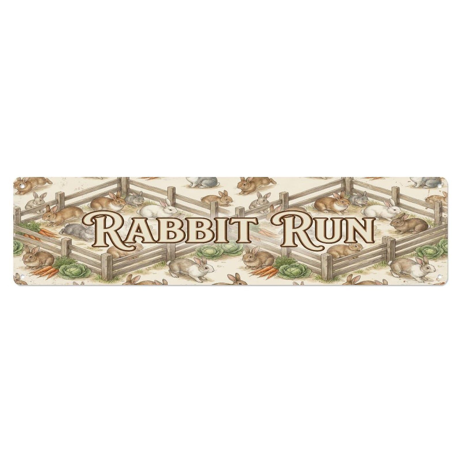 Xanthor Style Metal Tin Sign Vintage Pen Hi Rabbit Farmhouse Funny Rabbit Backyard Farm