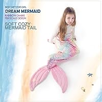 Vista 1 de COSUSKET Manta de cola de sirena para niñas, para todas las estaciones, suave, de alta calidad, colorido, diseño de escamas de peces para acurrucarse
