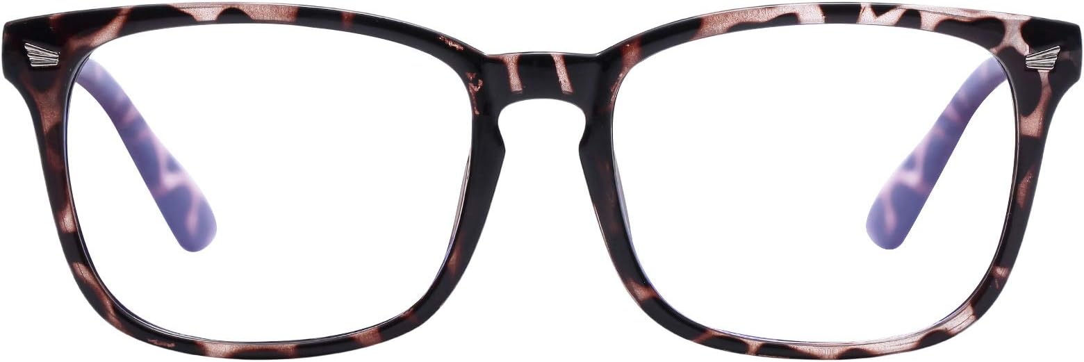 Reading Glasses Blue Light Blocking for women men- Square Nerd Eyeglasses Anti Blue Ray Blue Light Blocking Reading Glasses (Leopard, 1.75)