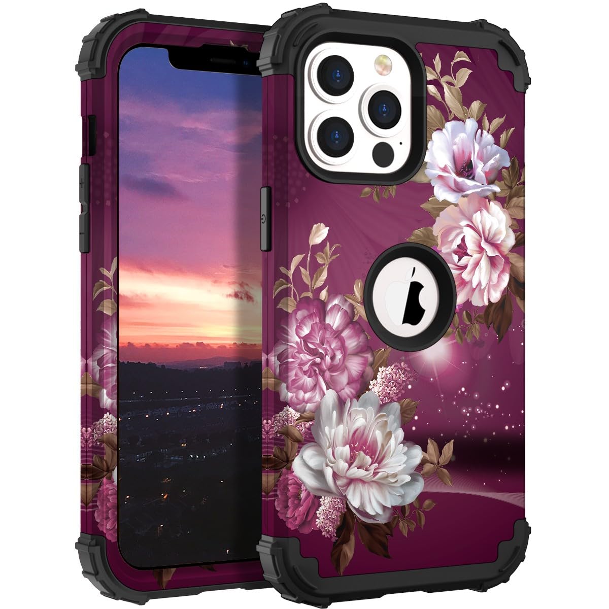 Hocase for iPhone 13 Pro Max Case, Heavy Duty Shockproof Protection Soft Silicone Rubber Bumper+Hard Plastic Hybrid Protective Case for iPhone 13 Pro