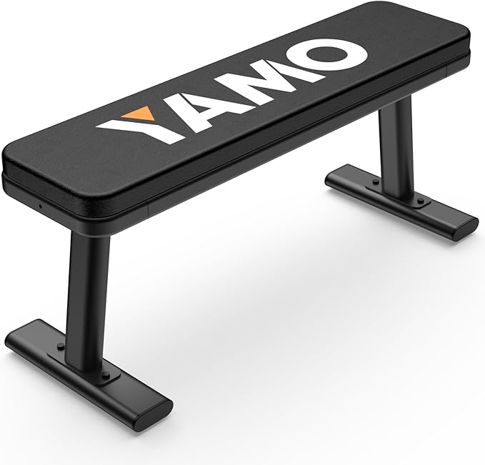 YAMO Flat Bench, 1455LBS/660KG Weight Bench for Home Gym, Easy Assembly Workout Bench with Adjustable foot Caps, Multipurpose Strength Training Bench Press for Full Body Workout