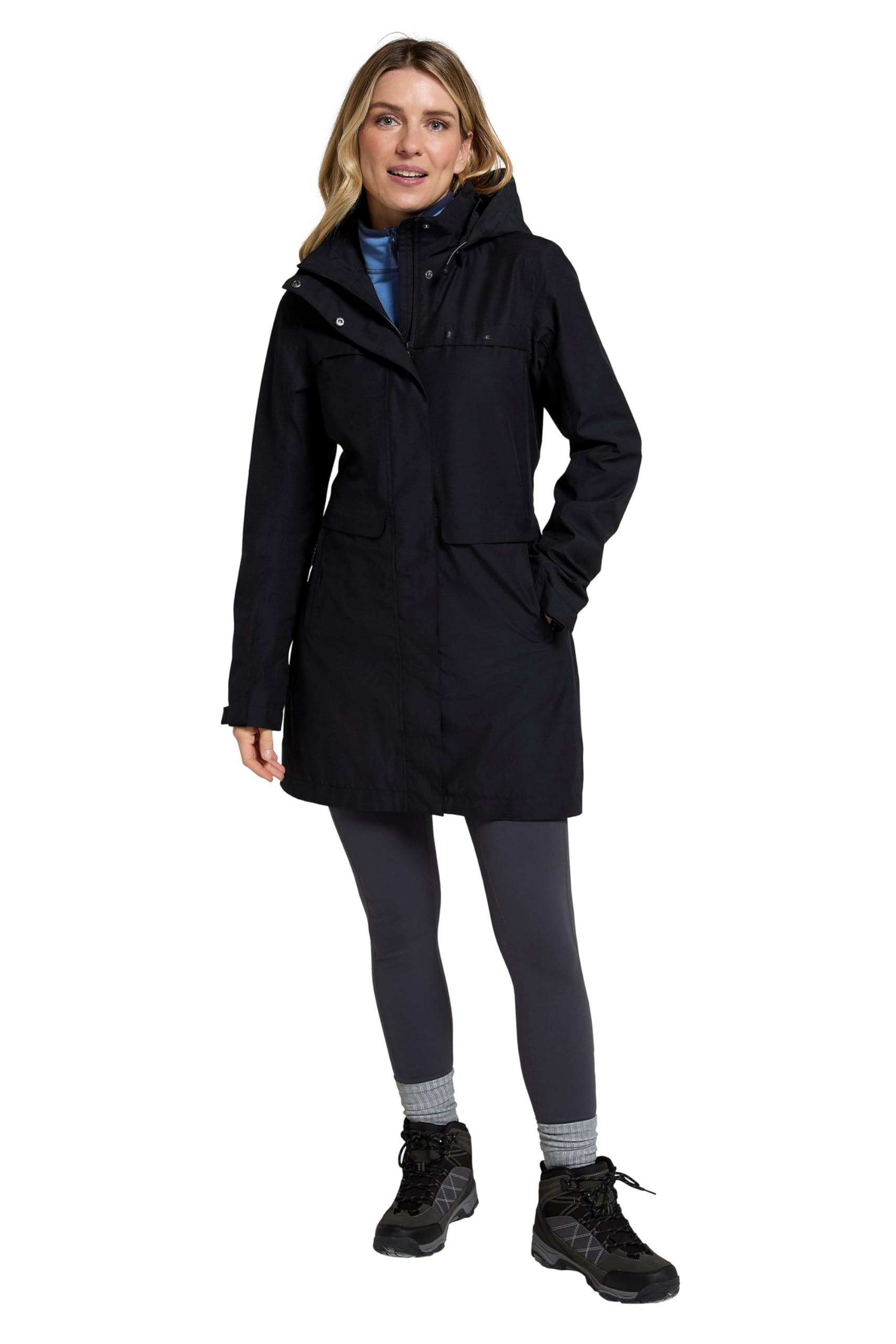 Mountain Warehouse Women's Black Cloud Burst Textured Jacket - Waterproof Rain Jacket, Adjustable Hood - Best For Outdoors, Gym, Travelling & Outdoors Size 12