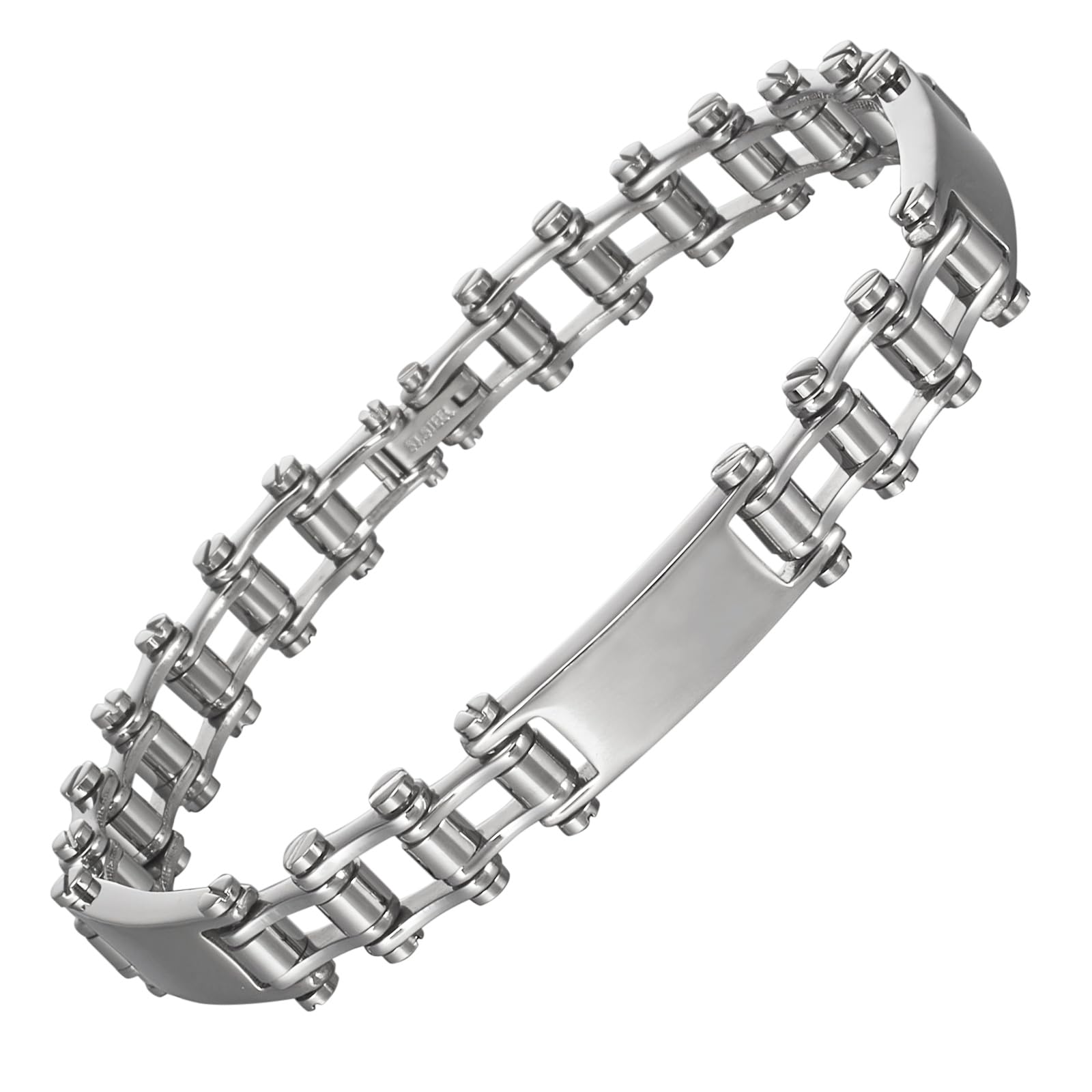 EnerCoppeX Bike Chain Shape Bracelet for Mens Silking Motorcycle Bike Chain Bracelet, 316L Stainless Steel Cuban Chain Bracelet Jewelry Hip hop Wrist Link