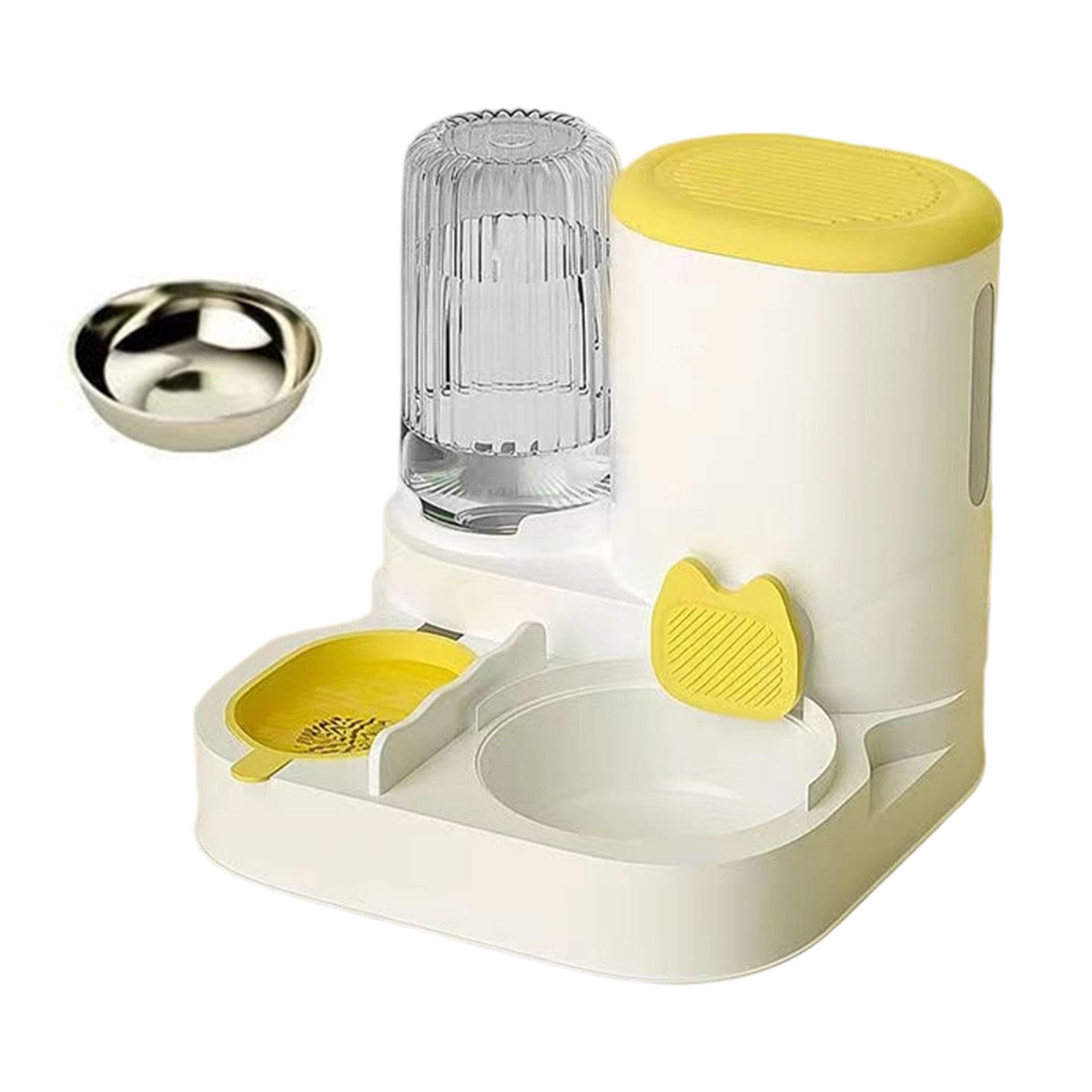 Distributeur automatique de nourriture et d'eau pour chien et animaux de compagnie jaune