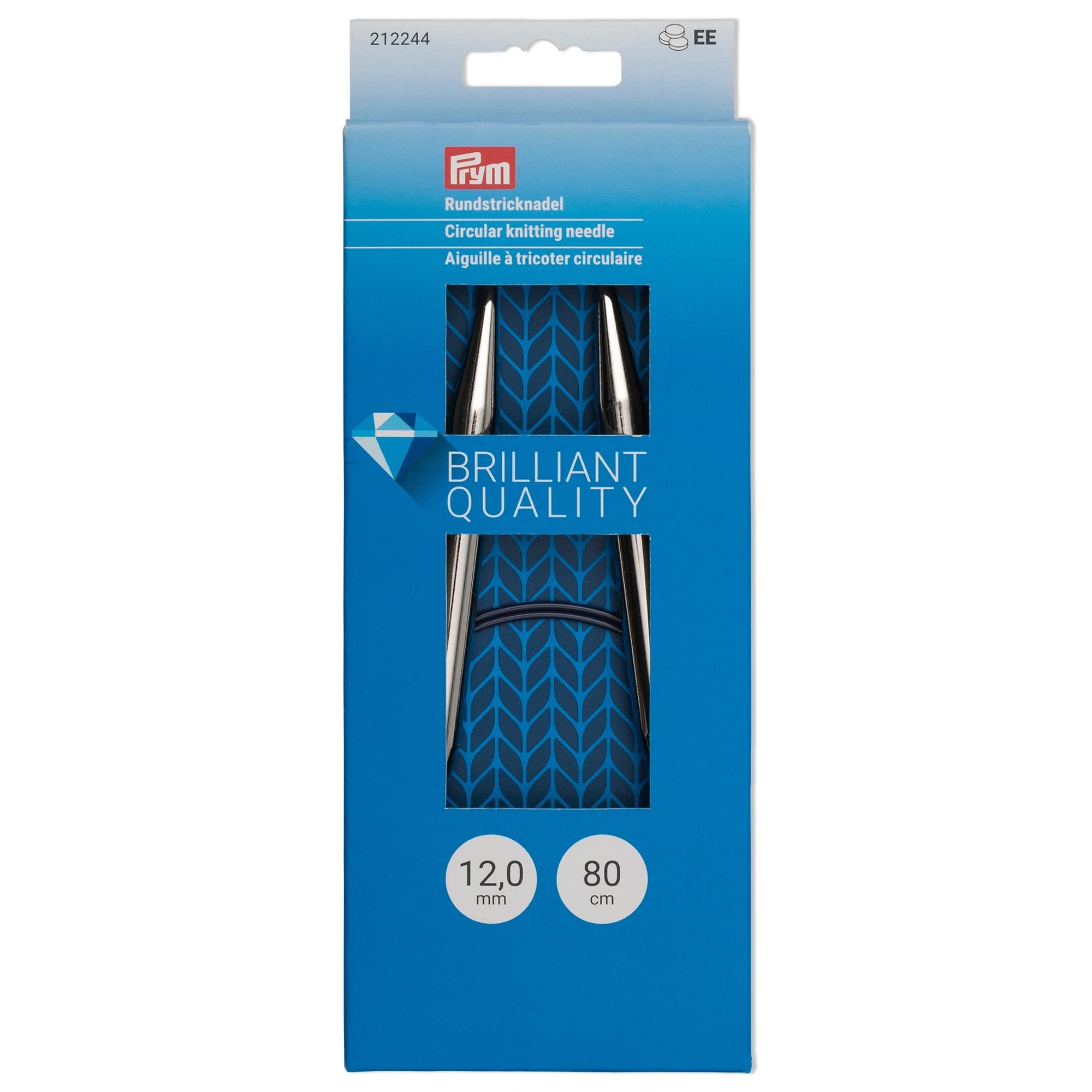 Prym Circular Knitting Needle, Brass, Silver, 12 mm