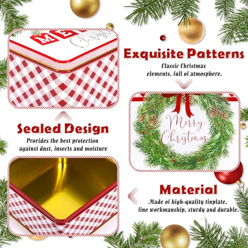 ZZXLOPEZ Winter Collage Keksdosen-Set 3 Teilig, Keksdose Quadrat, Weihnachts Gebäck Vorrats Plätzchen Dose Kekse, Blechdosen mit Deckel, Plätzchendosen, Gebäckdose für Kekse, Süßigkeiten, Schokolade