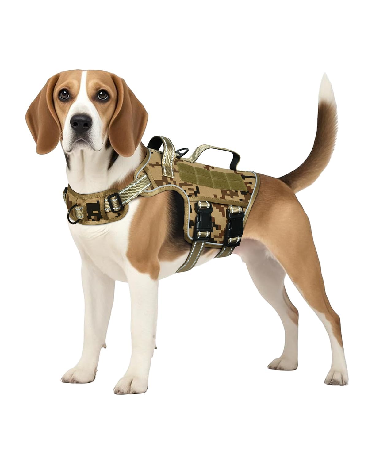 Tactical Dog Harness Medium, Heavy Duty No Pull Dog Vest with Handle, Easy On and Off Dog Vest with Molle System Reflective Pet Vest for Walking Hiking