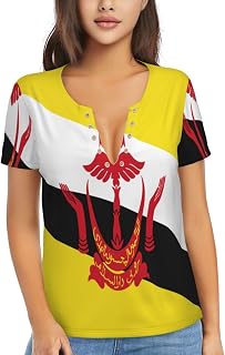 Brunei Flag V Neck T Shirts for Women Graphic Tees Ladies Summer Tops Casual Clothes