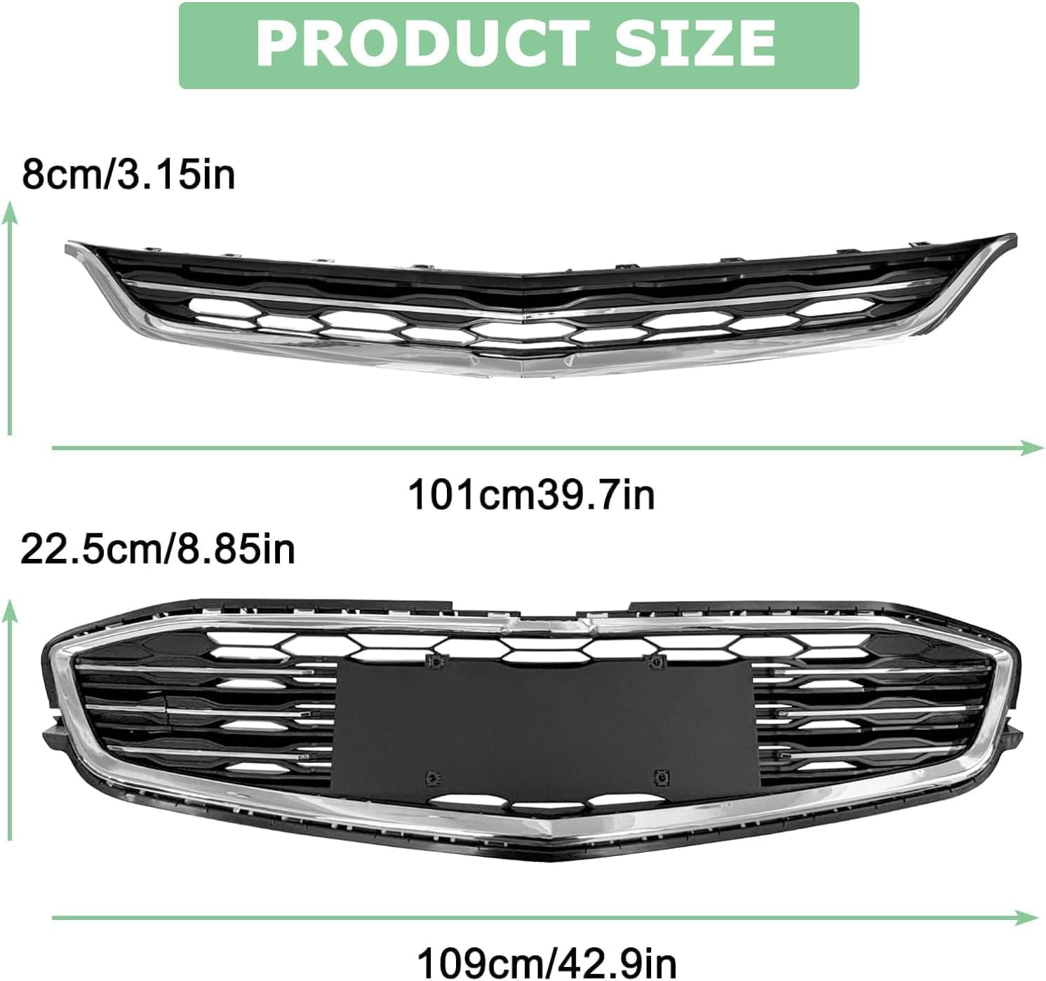 Front Bumper Grill Honeycomb Mesh Grille For 2016 2017 2018 Chevy Malibu Upper Lower Grille