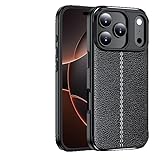 iPhone 17 Pro Max用ジェネリックケース(カラー:ブラック) レザーパターンがハードなシリコンバックケース