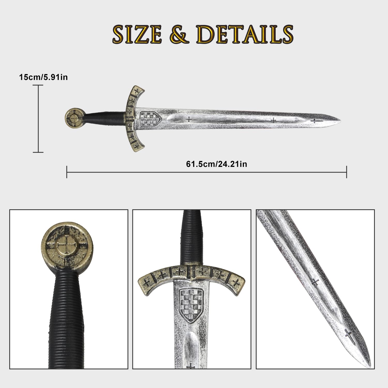 Medievaler Ritter Schwert Set – 2er Set Kunststoff Schwert für Cosplay, Halloween, LARP & Mittelalter Kostüm – Kindersicher & Realistisch