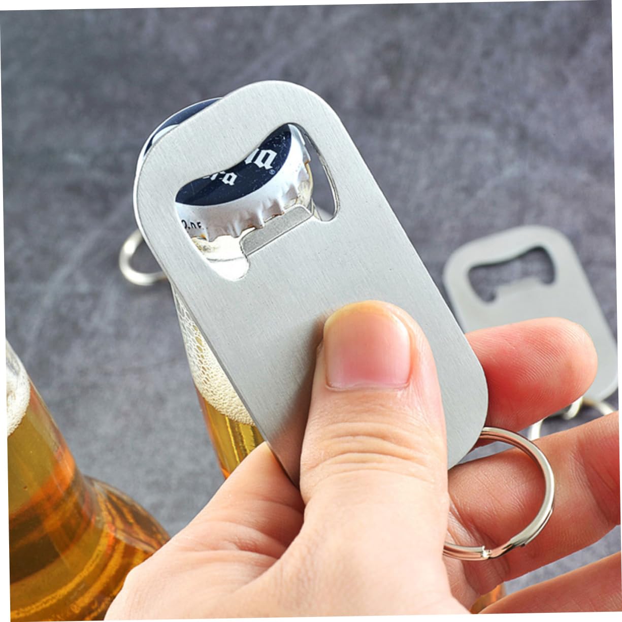 SOLUSTRE 2pcs rings bottle opener keychain women can opener soft drink bottle opener Miss beer bottle opener key ring flat key chain bottle/can opener for men bulk