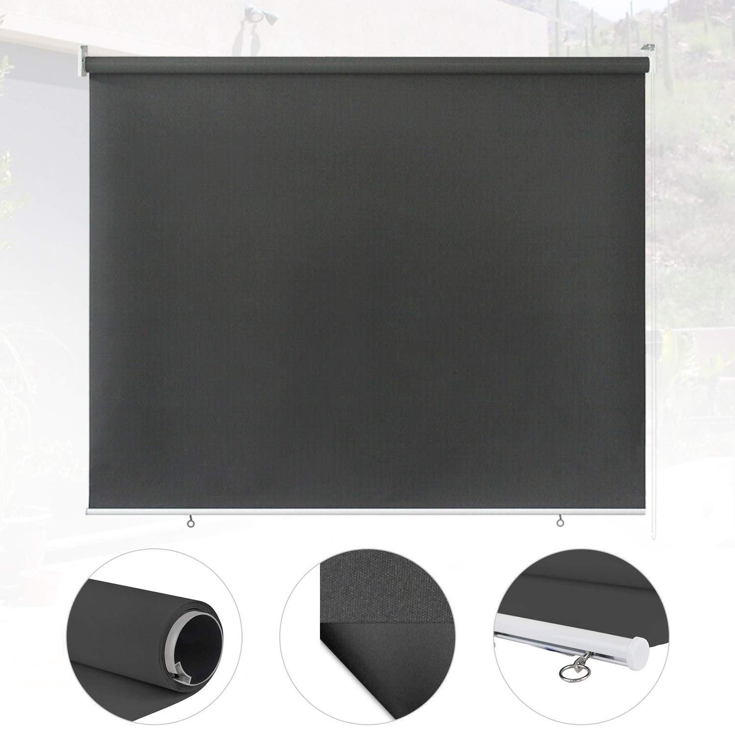 Pionowa markiza balkonowa, 100 x 140 cm, ochrona przed wzrokiem, roleta boczna, zacienienie, odporna na warunki atmosferyczne, na balkon, taras, do ogrodu, antracytowa