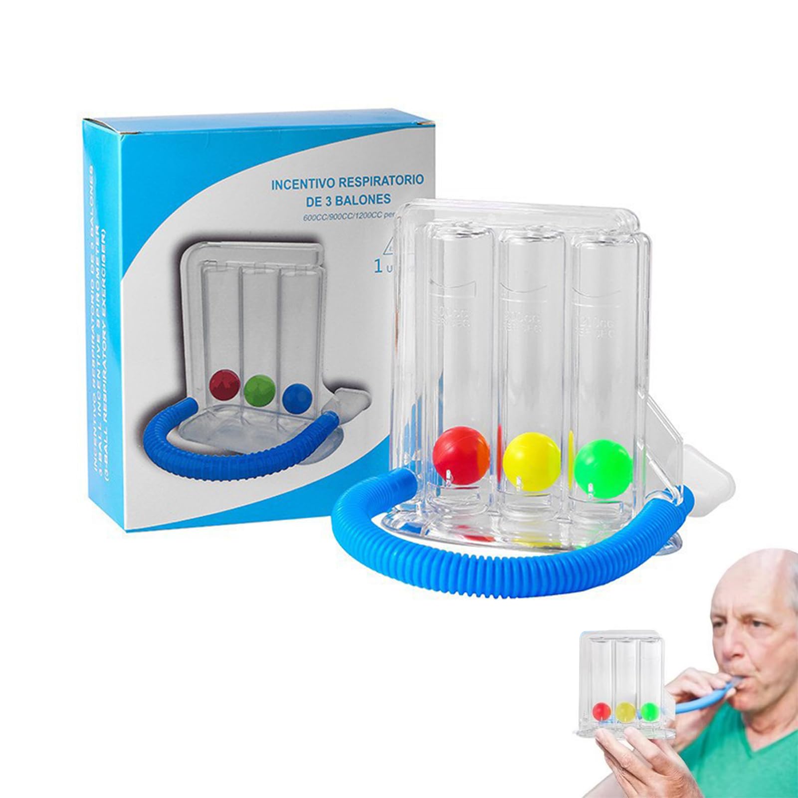 Appareil Respiratoire,Entraîneur Respiratoire Profond,Entraîneur Respiratoire à 3 Chambres,Exerciseur pulmonaire à respiration profonde,Pour la Thérapie du Langage et la Fonction Pulmonaire