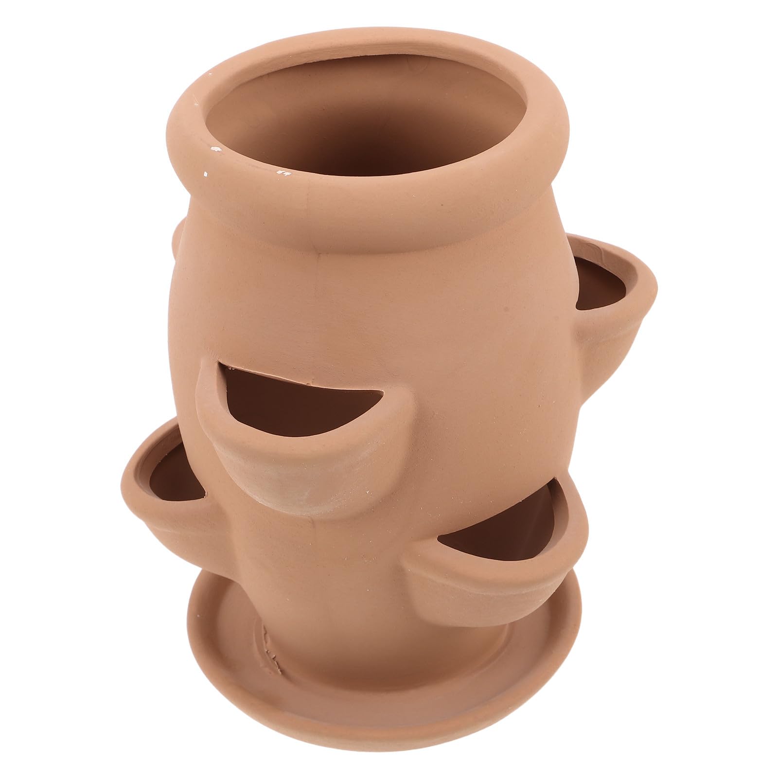Sewroro Pot en Argile à 6 Poches pour Fraisiers Jardinière Adaptée aux Plantes Grasses et Décorative pour Espaces Extérieurs et Intérieurs