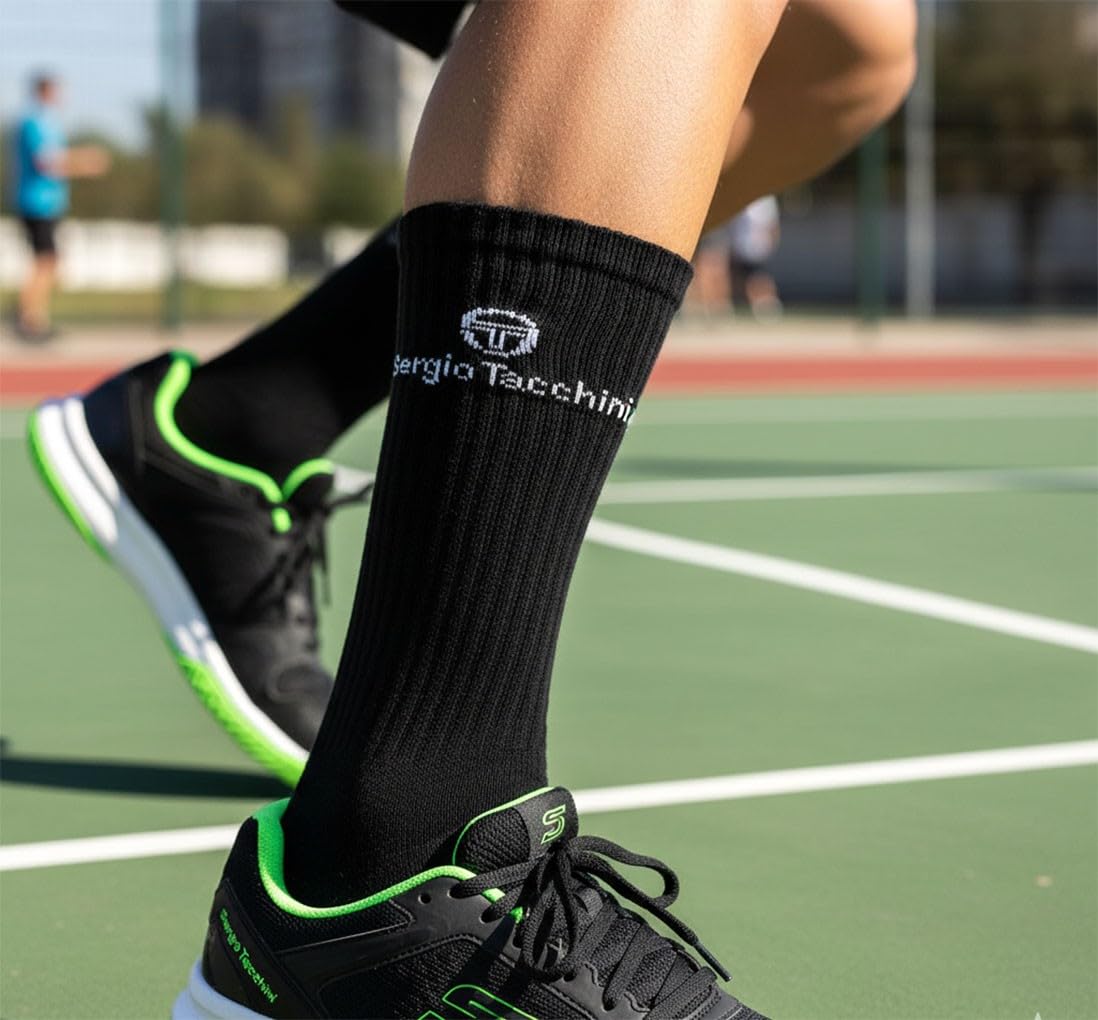 Ozabi Chaussettes SPORT SERGIO TACCHINI - Pack de 20 Paires + 1 GRATUIT - Mi-Mollet (Crew) – Confort, Respirabilité et Style – Tailles 39/42 et 43/46 – Blanc, Noir ou Assorti