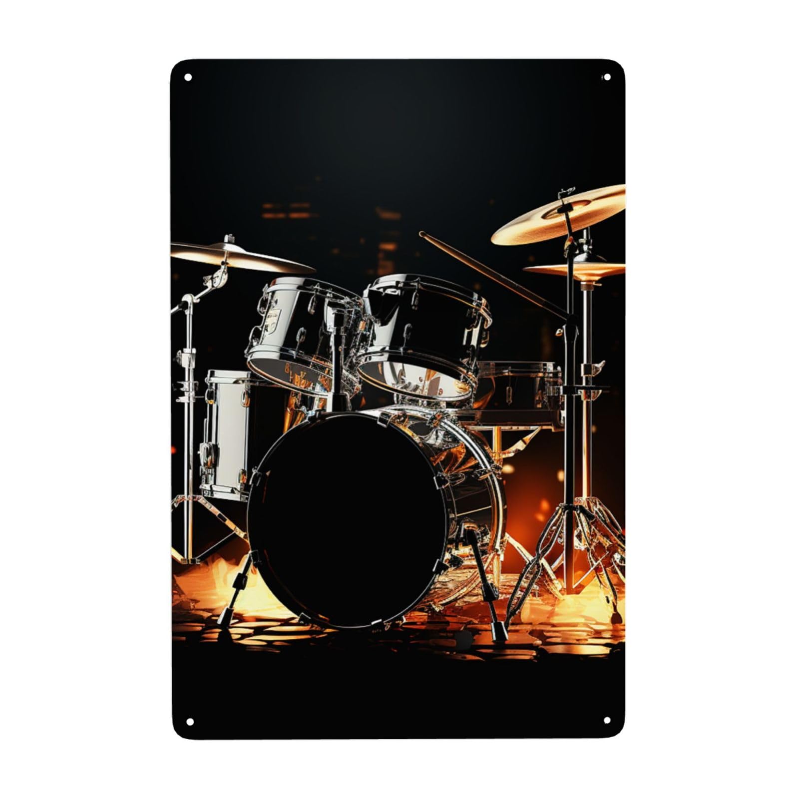 Fodpand White Vintage Tin Signs Metal Retro Wall Art Decor - Wall Hanging Decorative Plaque 8X12 Inch, Drummer Metal Signs For Home Yoga Cafes, Funny Metal Poster For Gifts