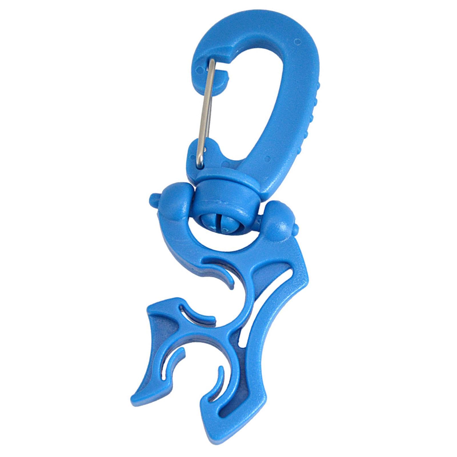 Scuba Gear Clips Safety Rotatable for Men Women Dive Snorkeling Double Hose Holder with Clip Universal Snap Hook Buckle Hook Accessories, Blue
