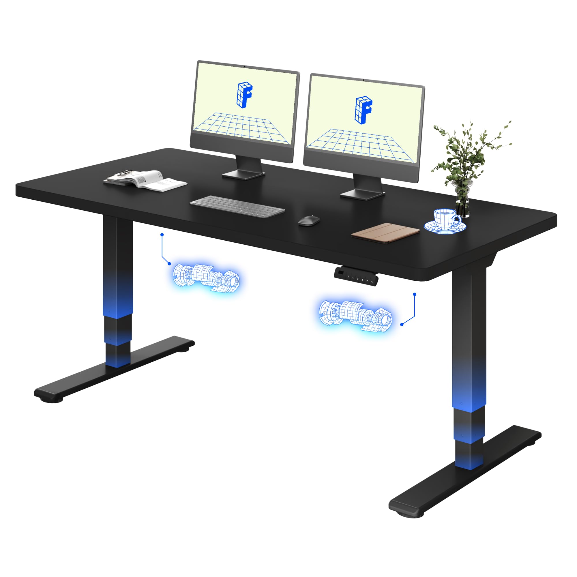 FLEXISPOT Scrivania Regolabile in Altezza Elettrica 160×80 cm con Doppio Motore, Piano Unico da 25 mm, Gambe Telescopiche a 3 Sezioni EC5 LITE