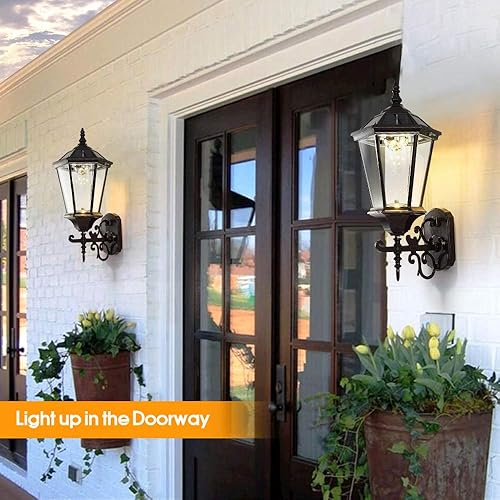 Miniatura 8 de Lámpara solar decorativa de pared para exteriores, linterna de pared impermeable del atardecer al amanecer, lámpara LED de montaje en pared, 21