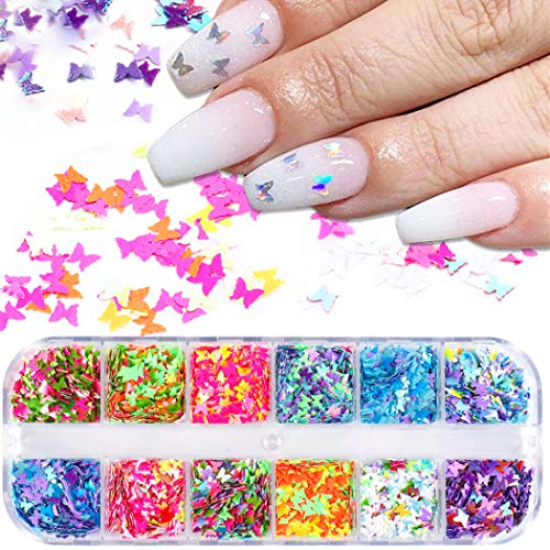 3D Butterfly Glitters Nail Sequins 12 Colors Confetti Paillettes for DIY Nail Art Decorations