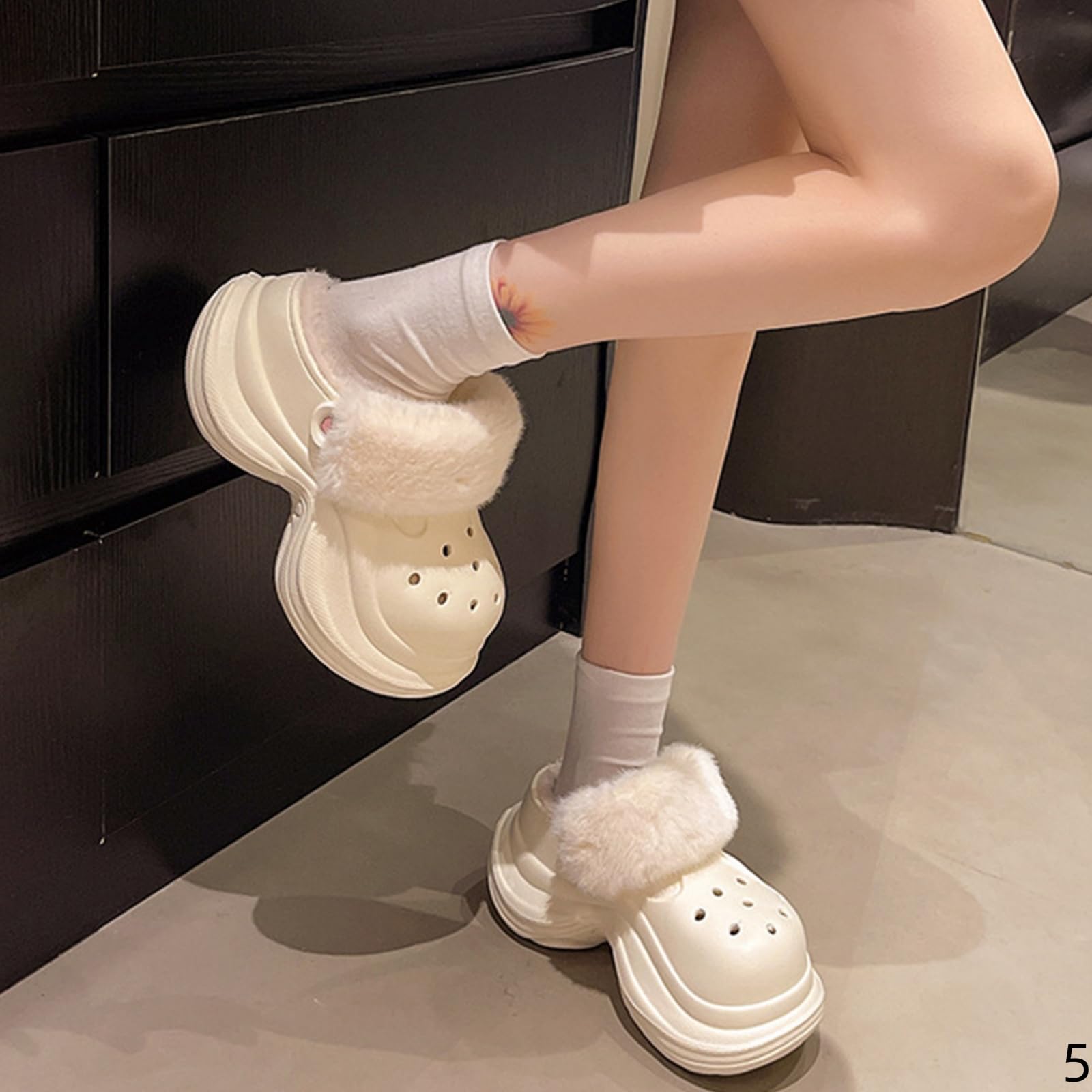 Pantofole Donna L'altezza Delle Chiuse Da Per Tutte Le Partite Autunno Inverno Aumenta L'usura Antiscivolo All'interno E All'esterno