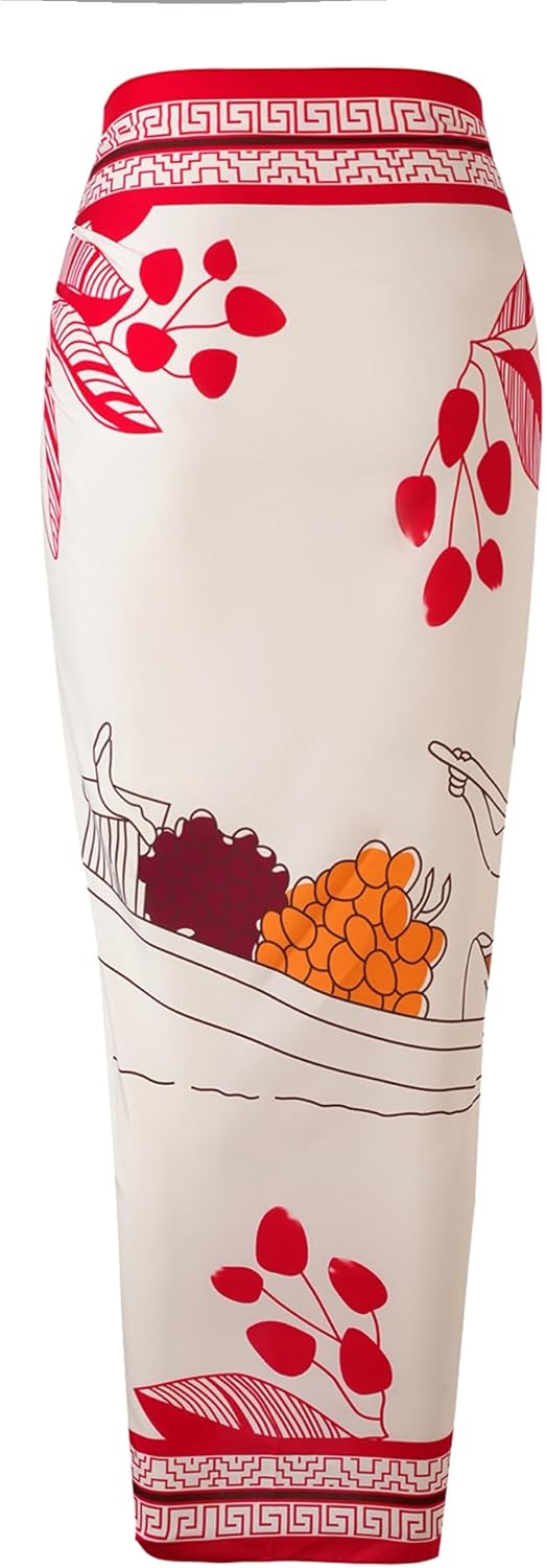 One Piece Swimsuit for Women with Cover Up Set Retro Bathing Suit Tummy Control Knot Swimwear Beach Wrap Skirt - Image 6