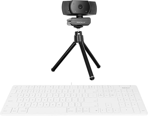 Macally Slim Wired Keyboard and a 1080P Webcam, Enjoy Clear HD Streaming