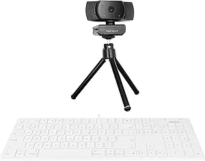 Macally Slim Wired Keyboard and a 1080P Webcam, Enjoy Clear HD Streaming