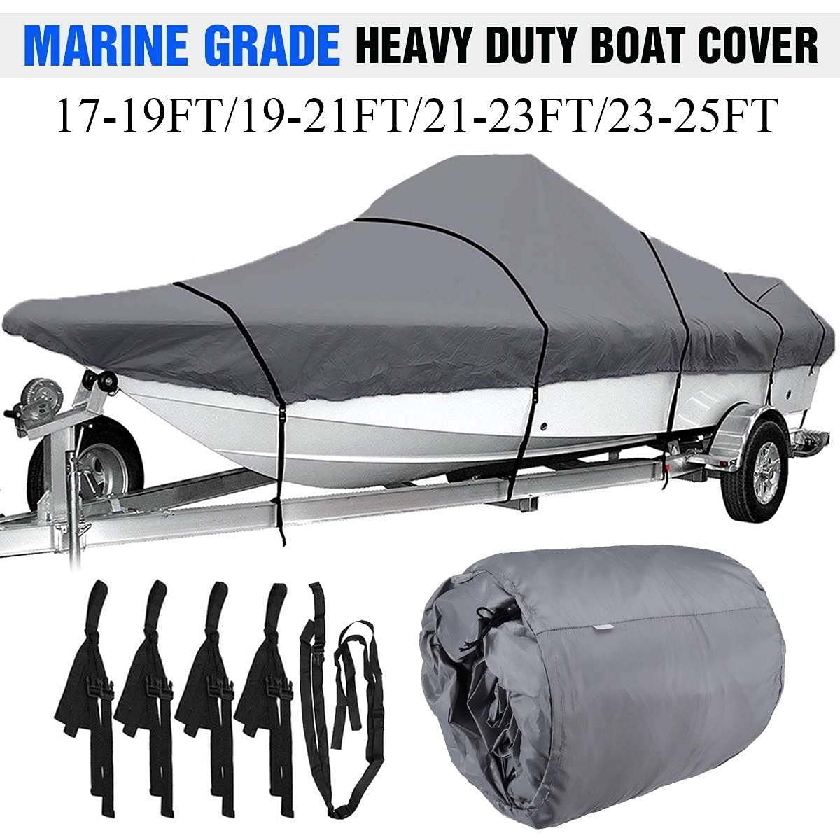 Telo per Barche Copertura 210D Heavy Duty Grado Marino Telo Impermeabile Anti-Strappo Smashing Prova Bass Boat trasportabile V-Hull Marine (Color : Black 21-23ft)
