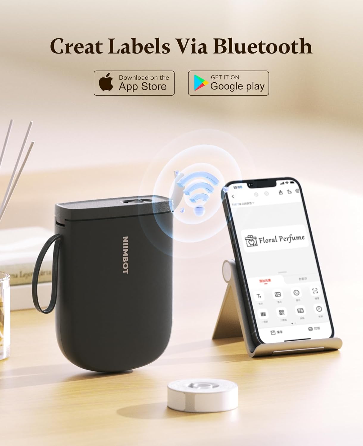 NIIMBOT Label Maker Bluetooth Mini Label Printer D11 2024 Version, Portable Label Maker with Tape Thermal Sticker Small Labeler, 300 DPI High Clearity Rechargeable, Black - Image 6