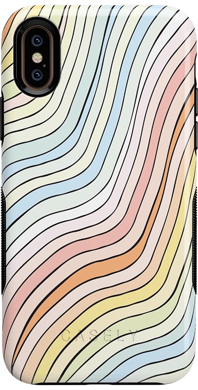 Casely iPhone X/XS Case | Ride The Wave | Pastel Rainbow Lined | Bold Protective Design